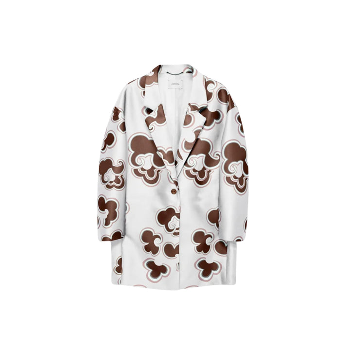 Floral Statement Coat in Off white Chocolate