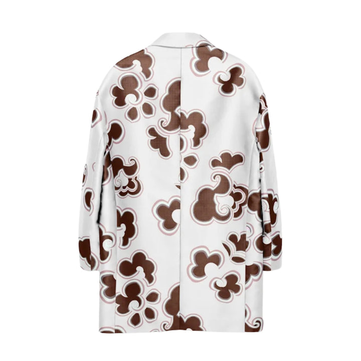 Floral Statement Coat in Off white Chocolate