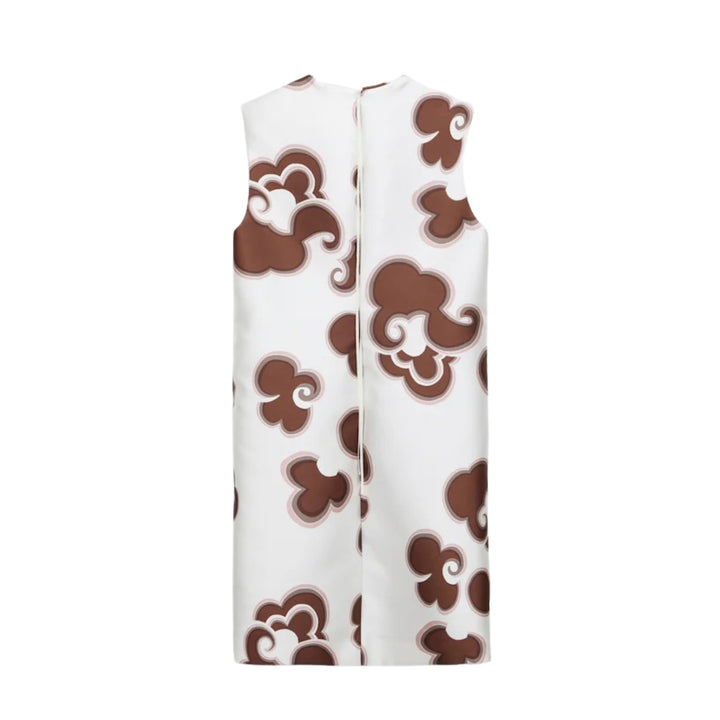 Floral Statement Dress in Offwhite Chocolate