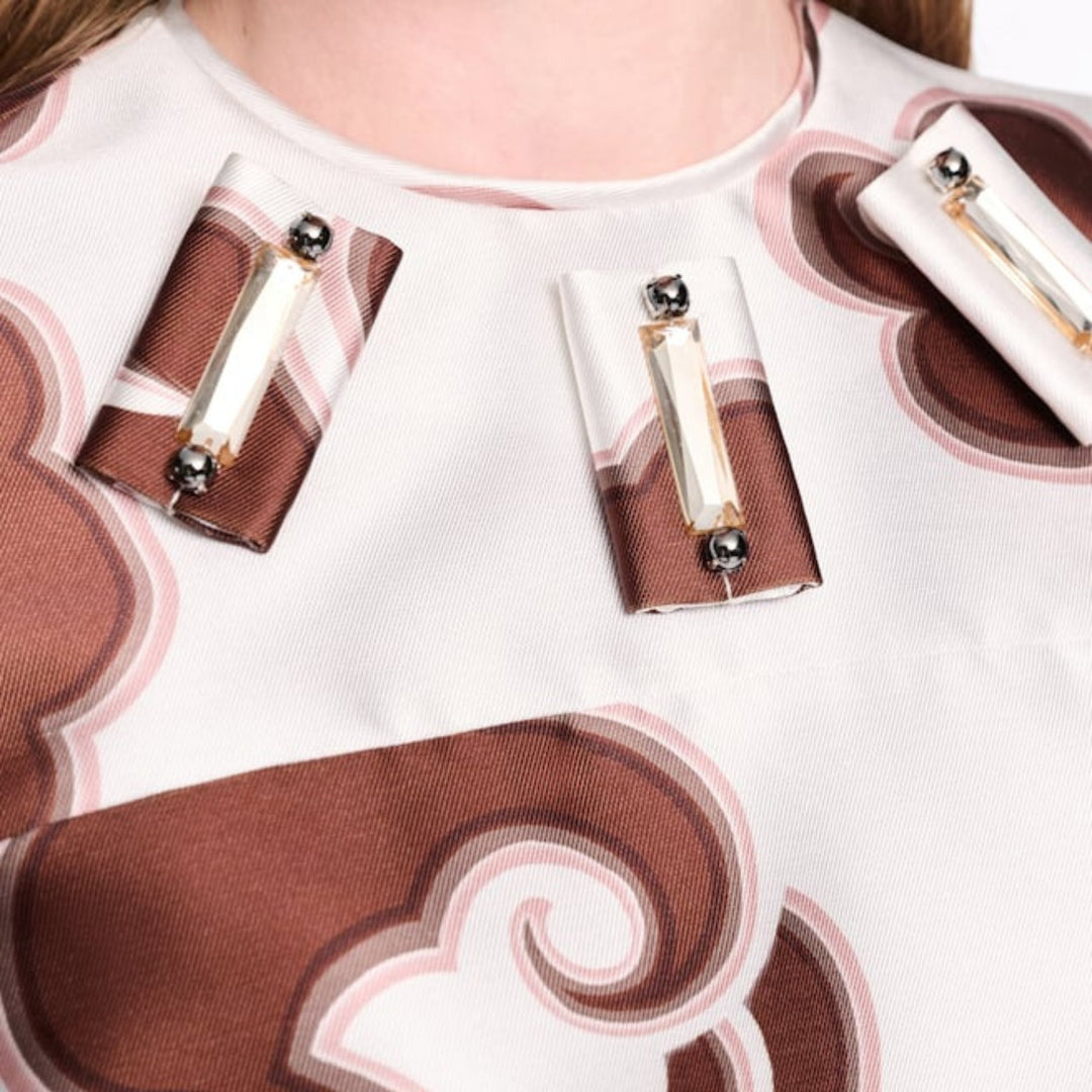 Floral Statement Dress in Offwhite Chocolate