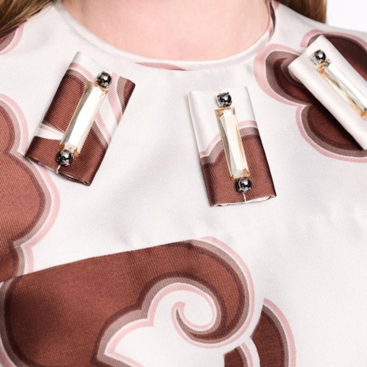 Floral Statement Dress in Offwhite Chocolate