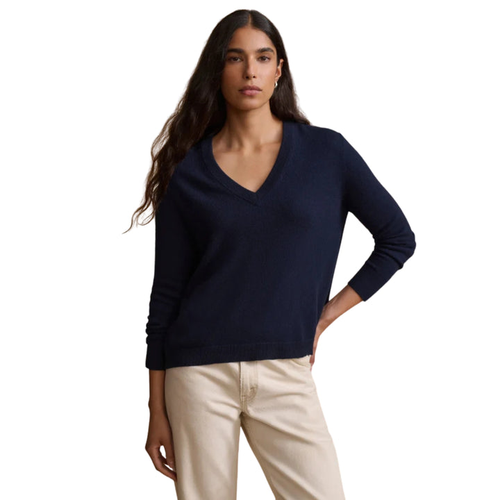 Flynn Cashmere V-Neck in Dark Navy