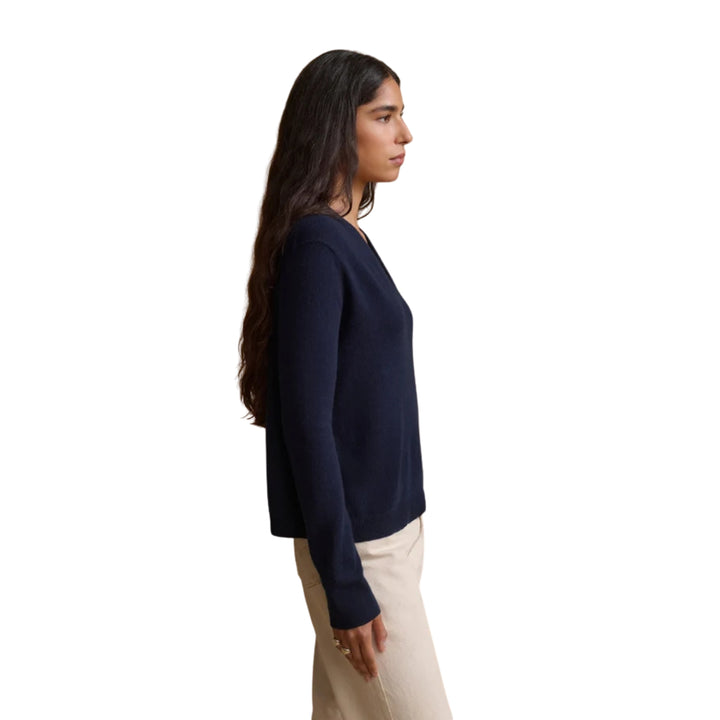 Flynn Cashmere V-Neck in Dark Navy