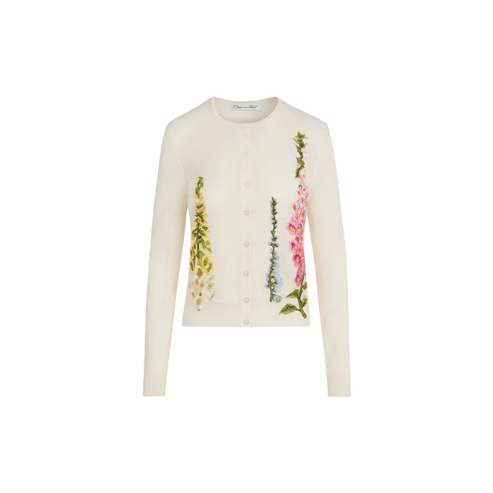 Foxgloves Embroidered Cardigan in Ivory
