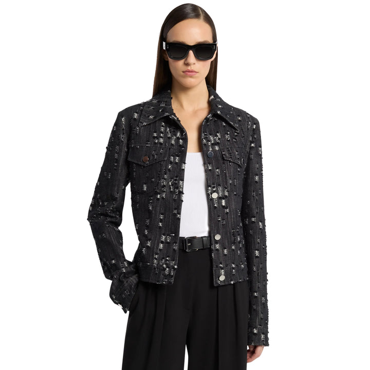 Frayed Jean Jacket in Black