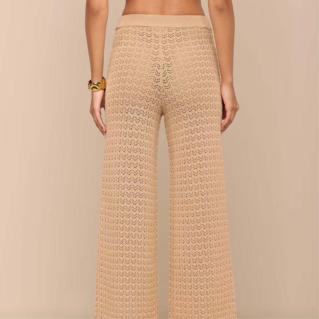 Gaelle Pointelle Knit Pant in Light Cappuccino