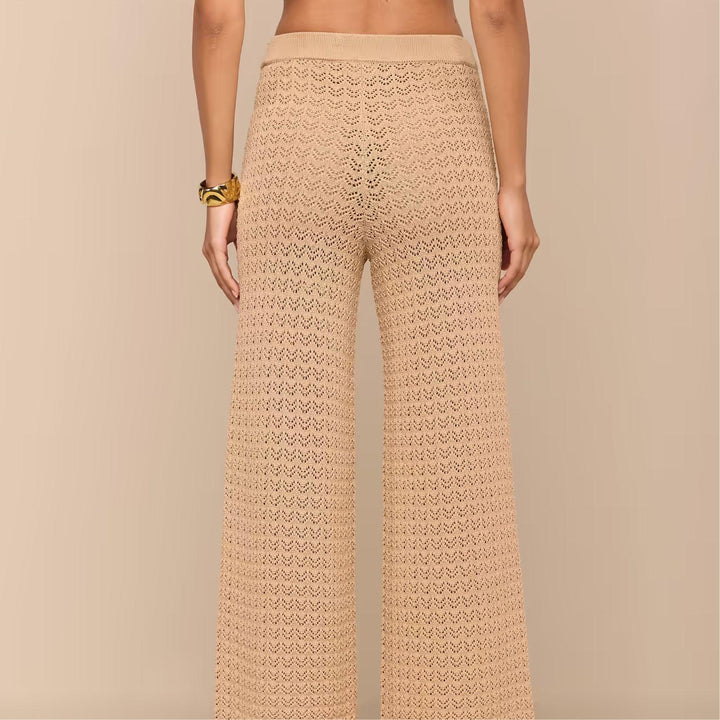 Gaelle Pointelle Knit Pant in Light Cappuccino