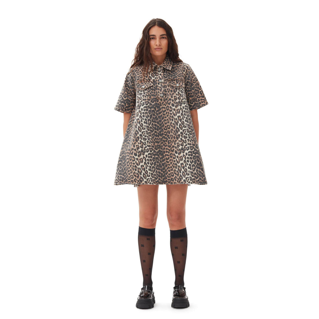 Print Denim Mini Dress