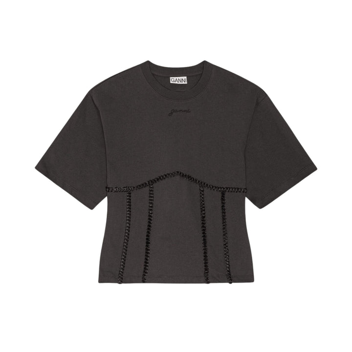 Heavy Cotton Tie Back Waisted T-Shirt - Phantom