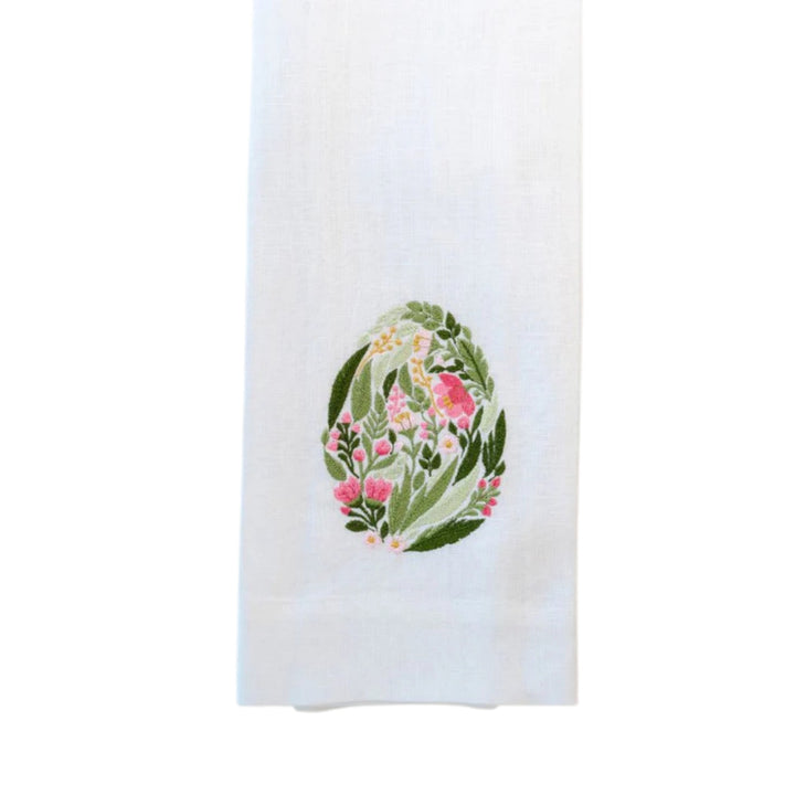 Garden Easter Egg White Linen Towel