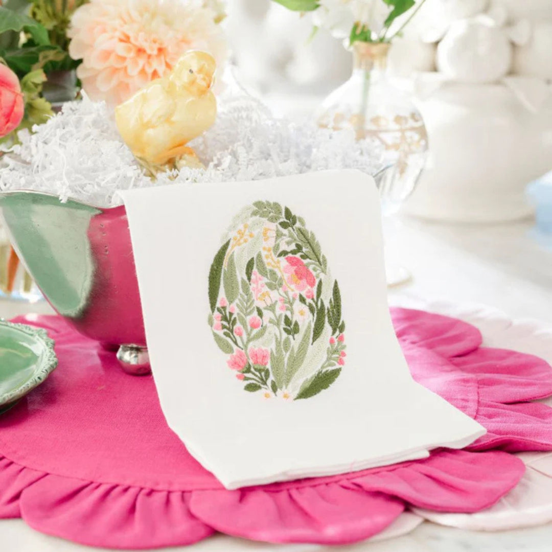 Garden Easter Egg White Linen Towel