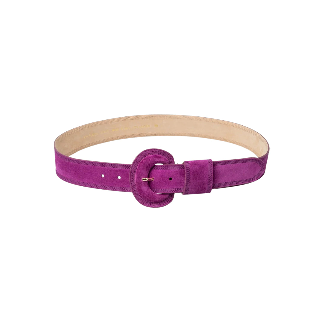 Gavazzeni Ariana Suede Leather Belt in Viola, front