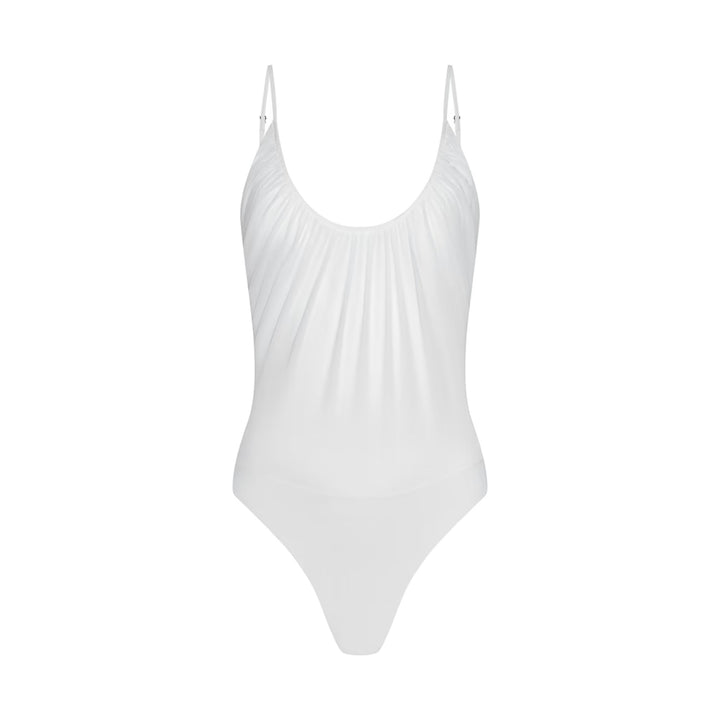 Gelina Ruched Bodysuit in White