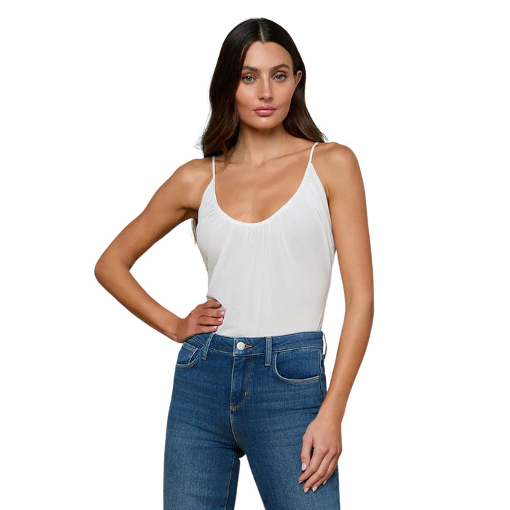 Gelina Ruched Bodysuit in White