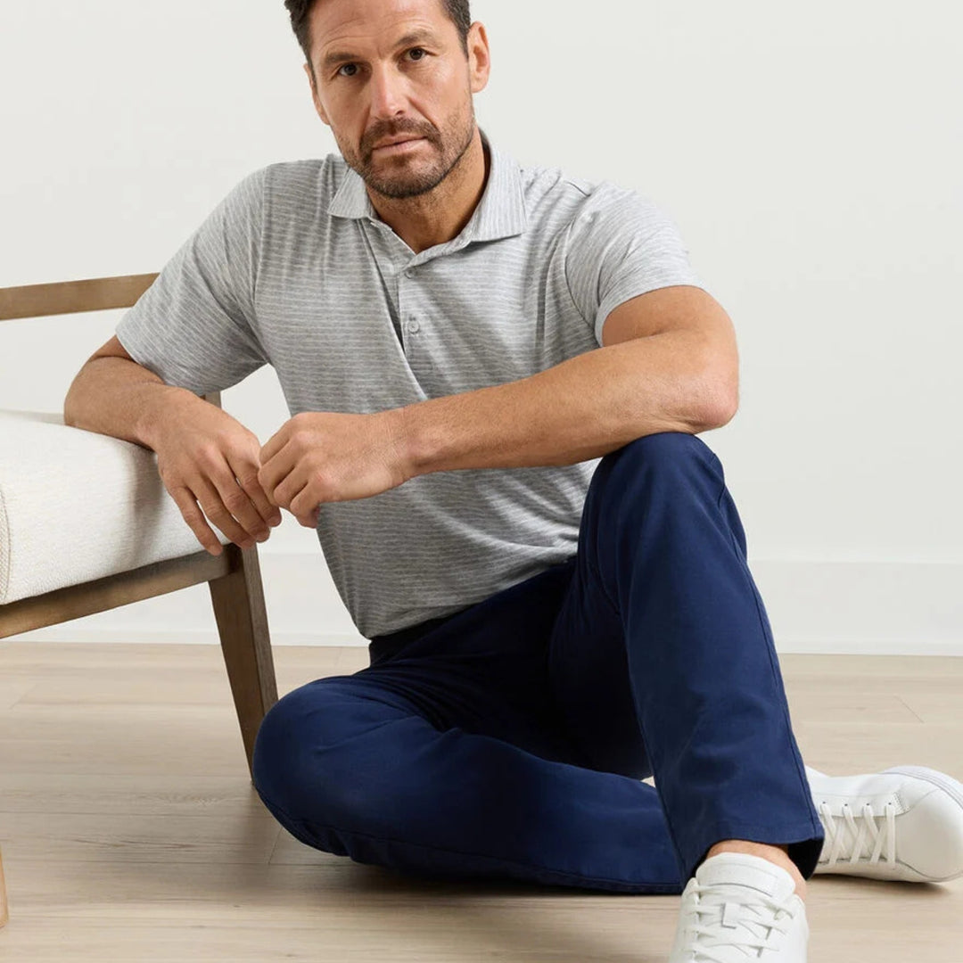 Gilman Crown Flex Cotton Polo in Grey Heather