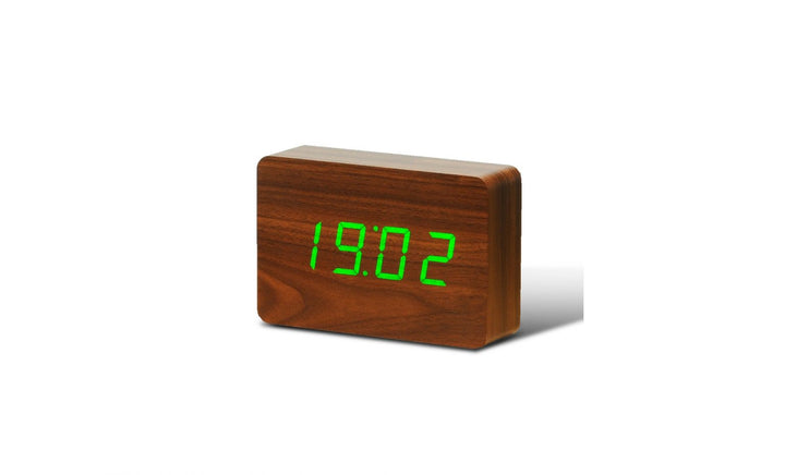 Brick Walnut Click Clock - Red LED