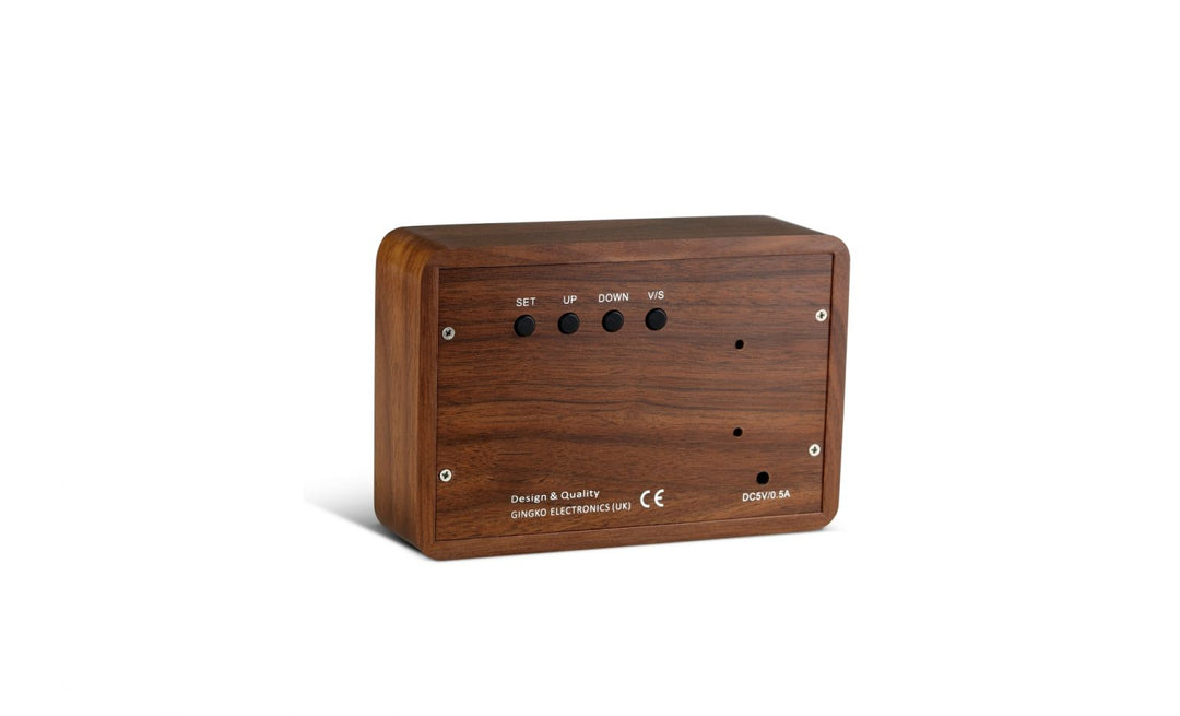 Brick Walnut Click Clock - Red LED