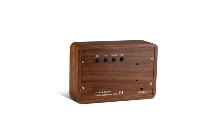 Brick Walnut Click Clock - Red LED