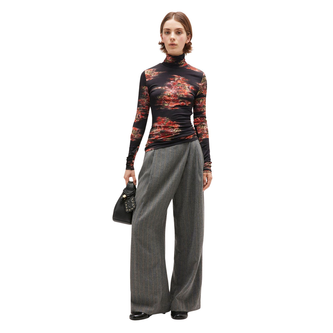 Printed Shiny Jersey Turtleneck