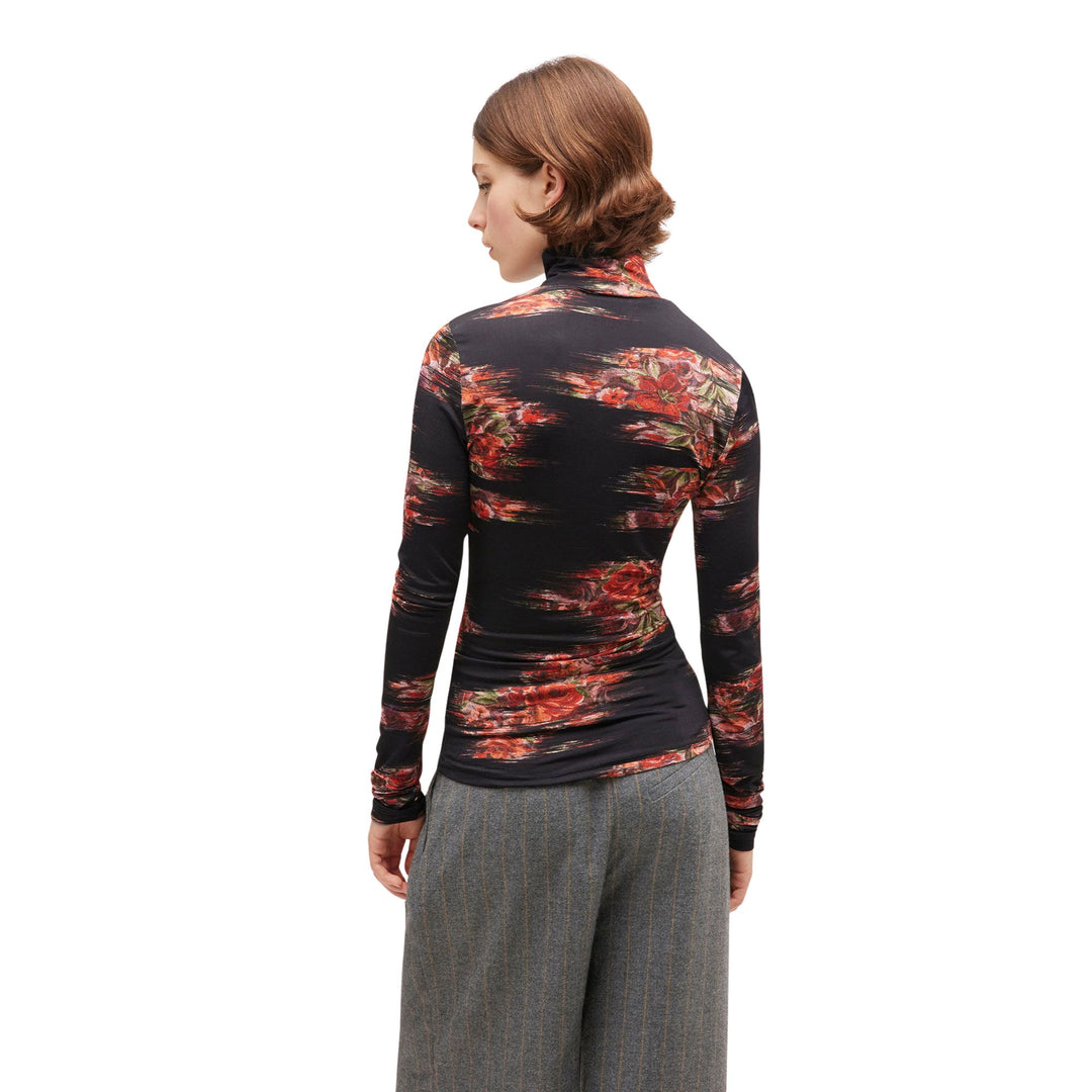 Printed Shiny Jersey Turtleneck