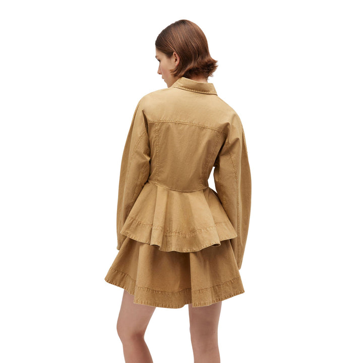 Washed Stretch Cotton Peplum Shirt