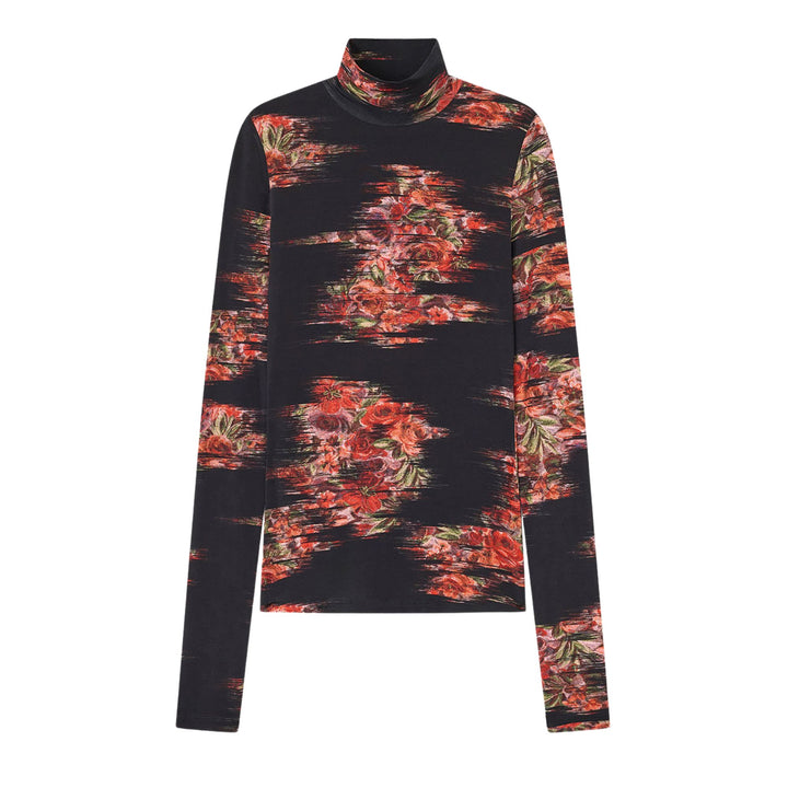 Printed Shiny Jersey Turtleneck