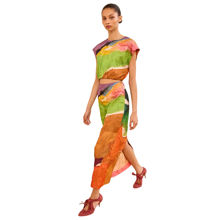 Gisella Satin Crop Top in Nature Abhors A Vacuum