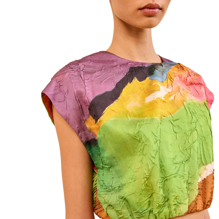 Gisella Satin Crop Top in Nature Abhors A Vacuum