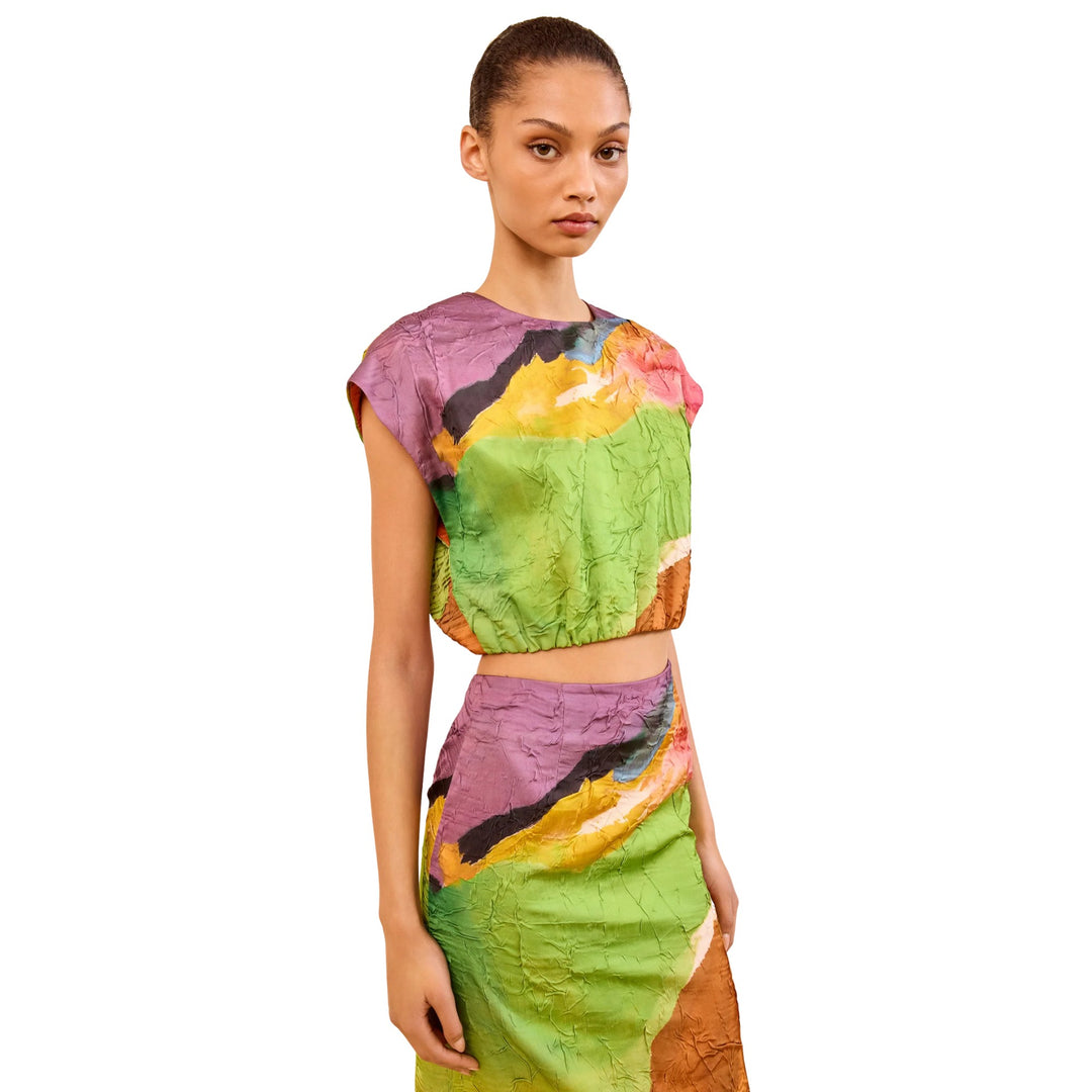 Gisella Satin Crop Top in Nature Abhors A Vacuum