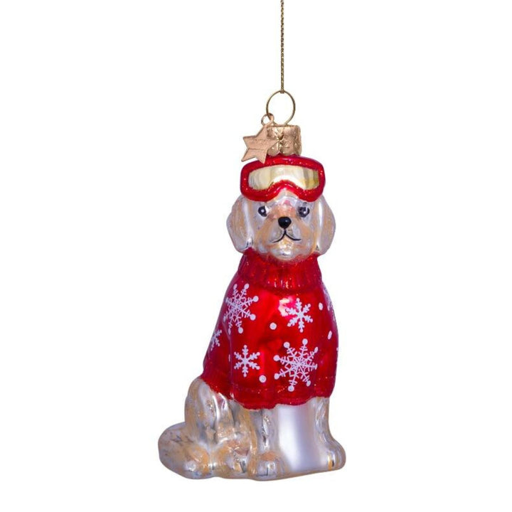 Golden Retriever with Red Ski Outfit Ornament