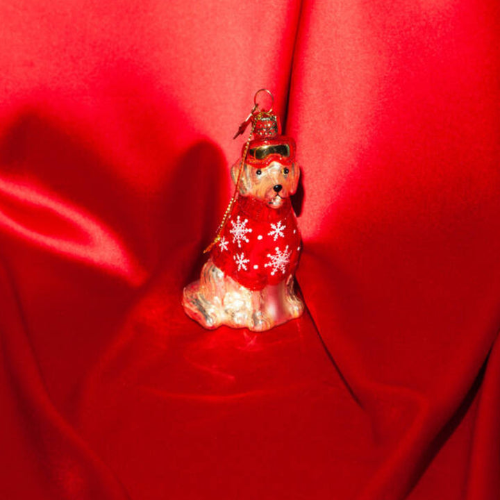 Golden Retriever with Red Ski Outfit Ornament
