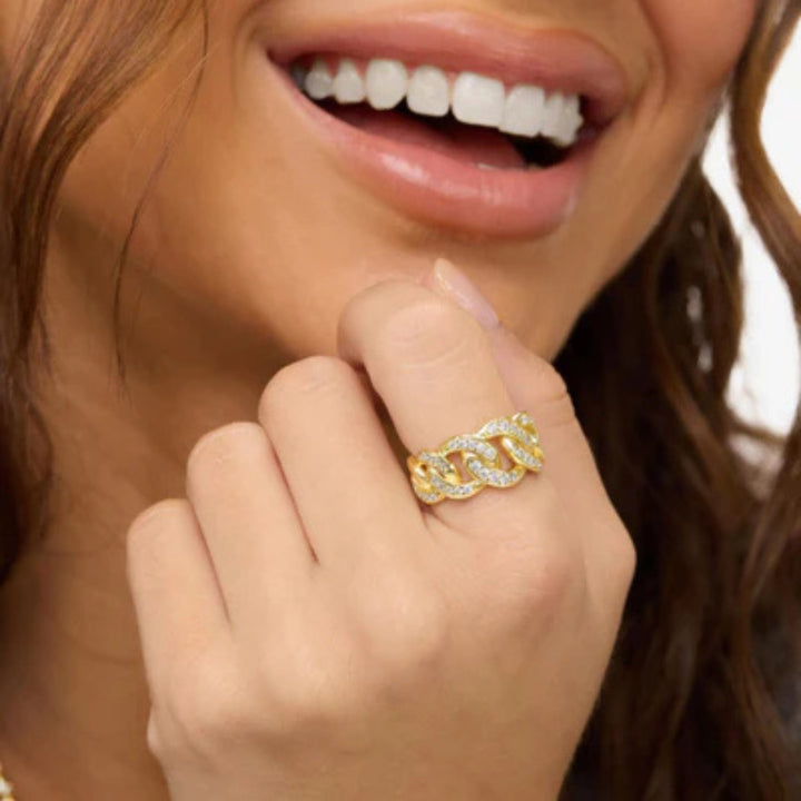 Graduated Pave Julian Ring - Gold/White