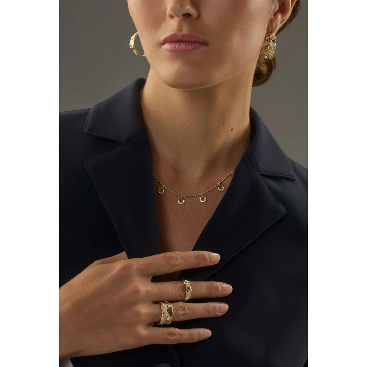 Diamond Bit YG Station Necklace