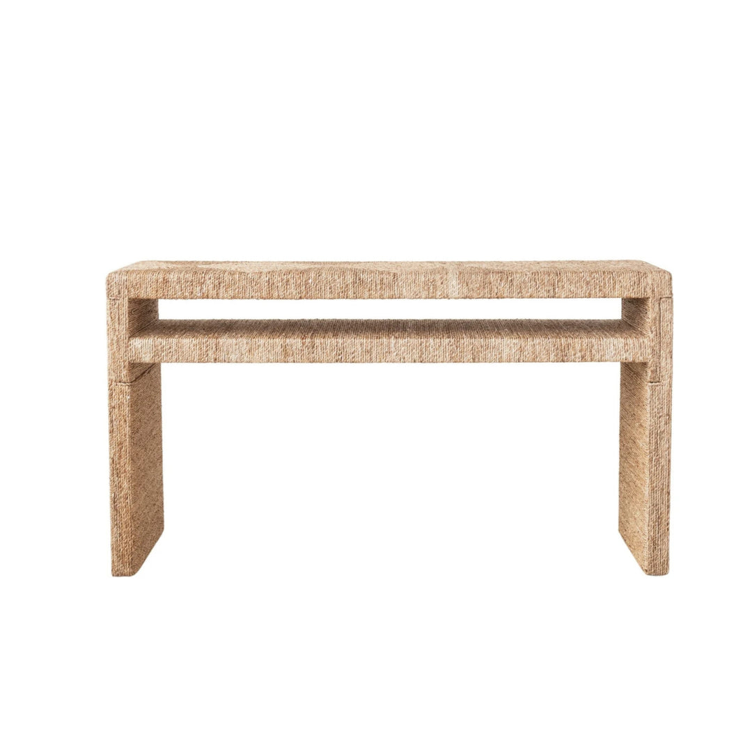 Hand Woven Water Hyacinth & Acacia Console Table
