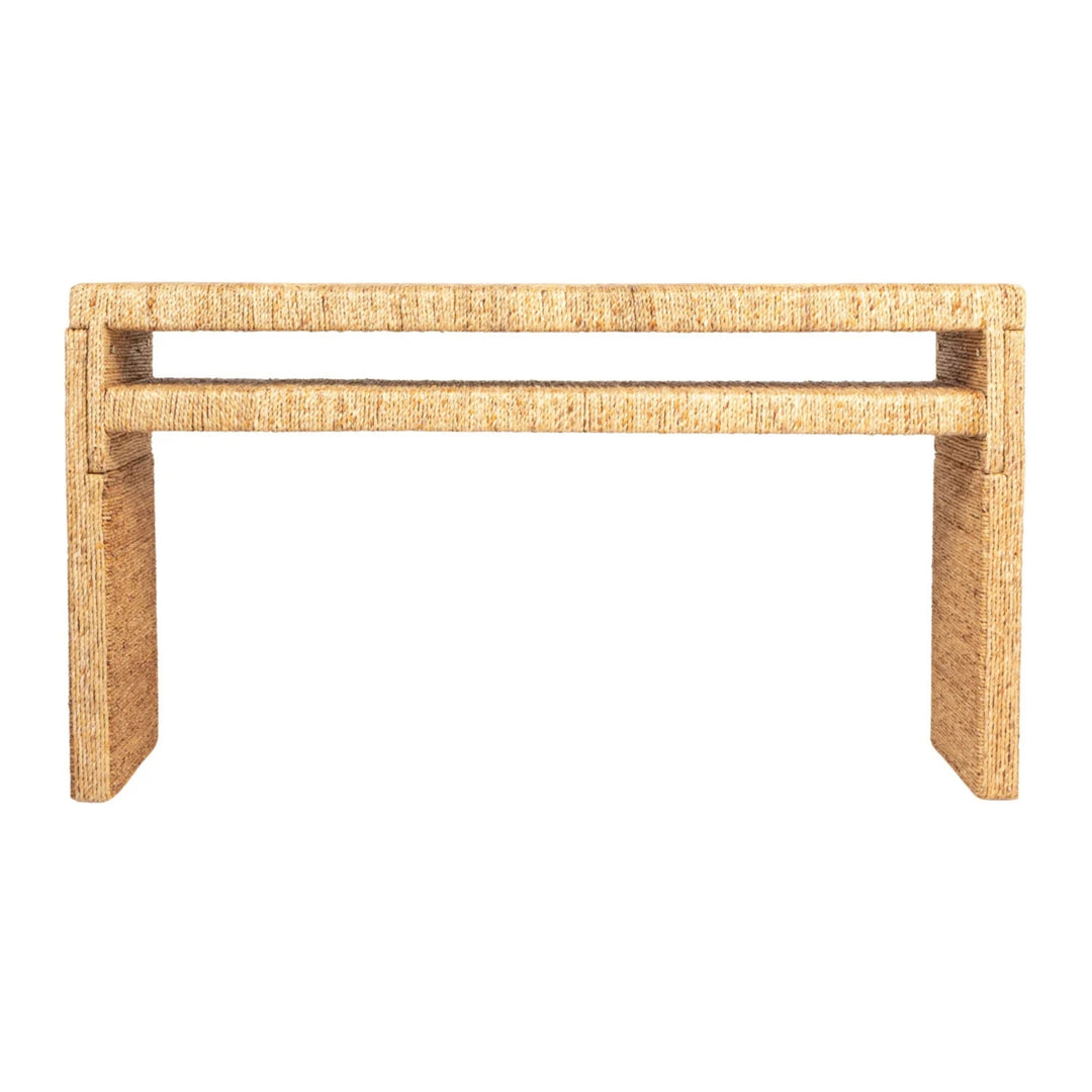 Hand Woven Water Hyacinth & Acacia Console Table