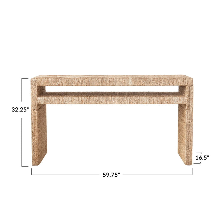 Hand Woven Water Hyacinth & Acacia Console Table