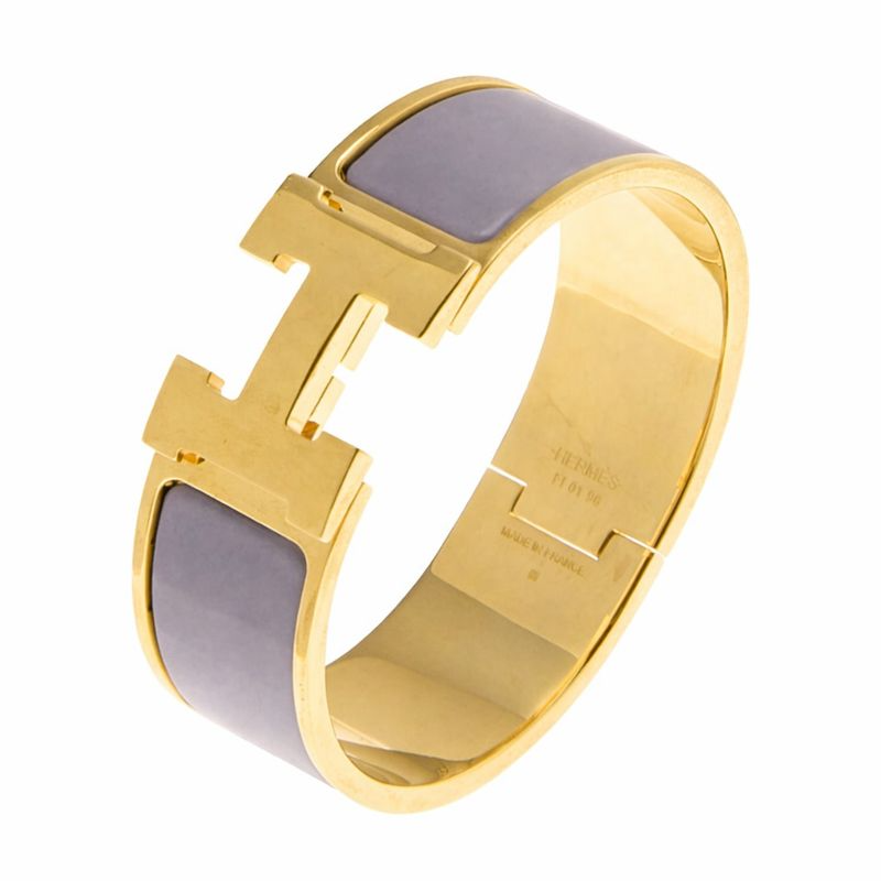 Hermes Grey Gold Clic Clac Wide