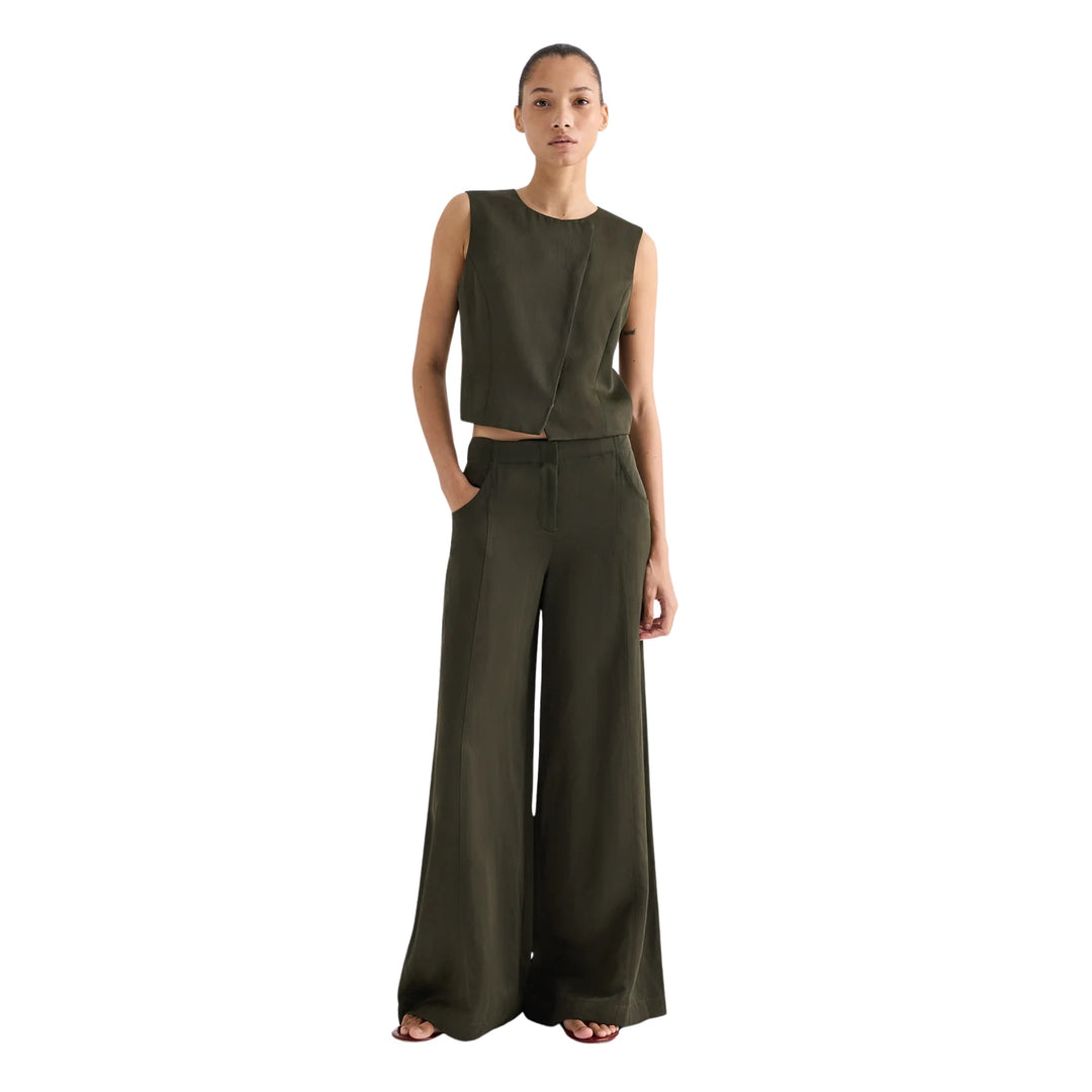 High Neck Hidden Placket Vest in Rosin