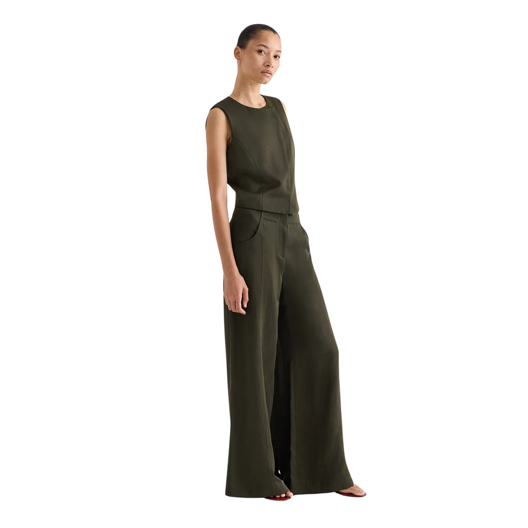 High Neck Hidden Placket Vest in Rosin