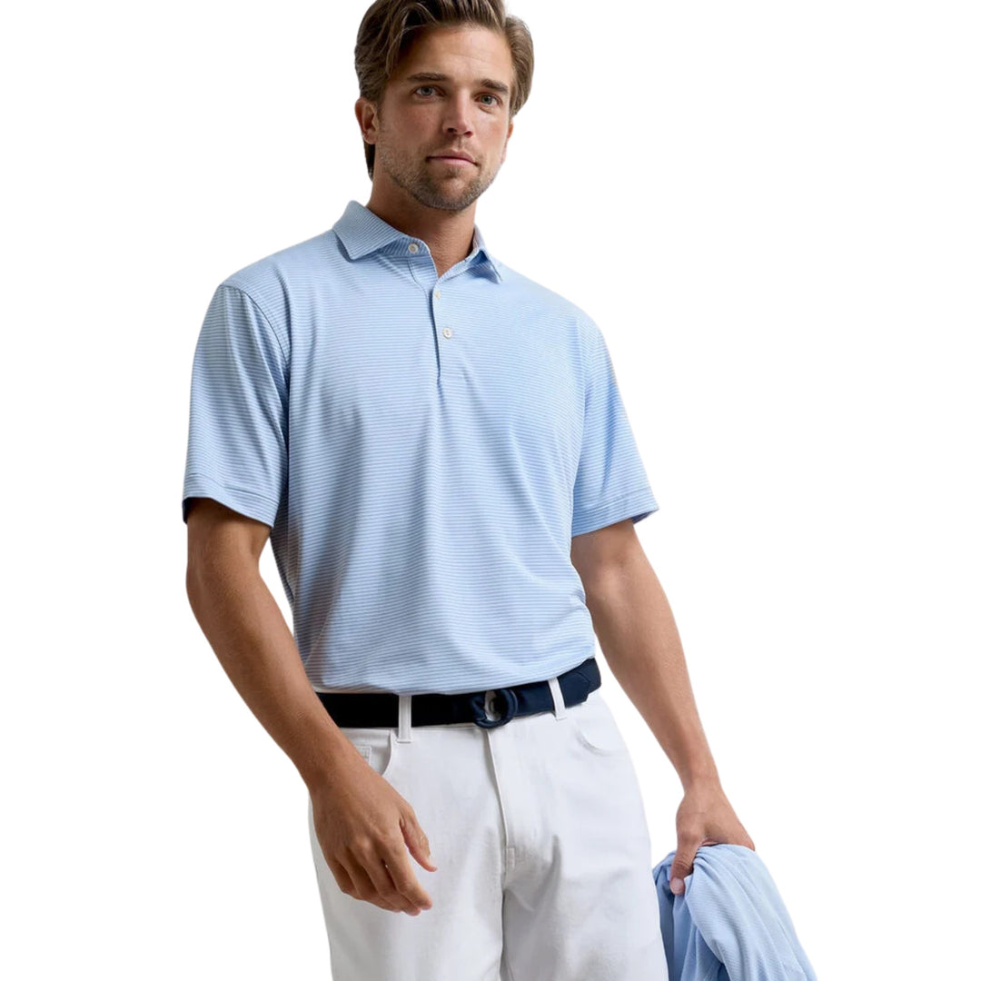Highlands Performance Jersey Polo in Stream Blue
