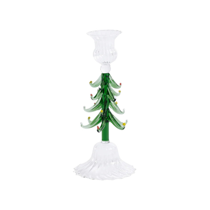 Holiday Tree Taper Holder - 8.25" - Clear/Green