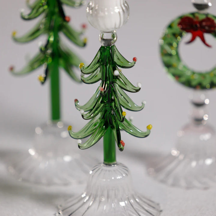Holiday Tree Taper Holder - 8.25" - Clear/Green