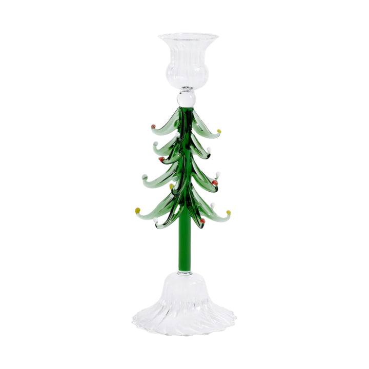 Holiday Tree Taper Holder - 9.25" - Clear/Green