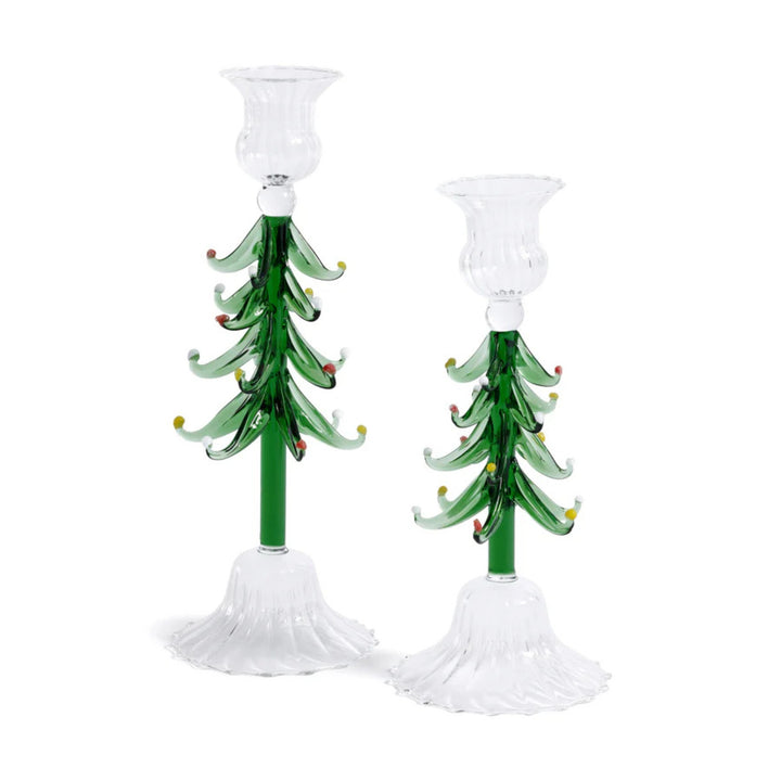 Holiday Tree Taper Holder - 9.25" - Clear/Green