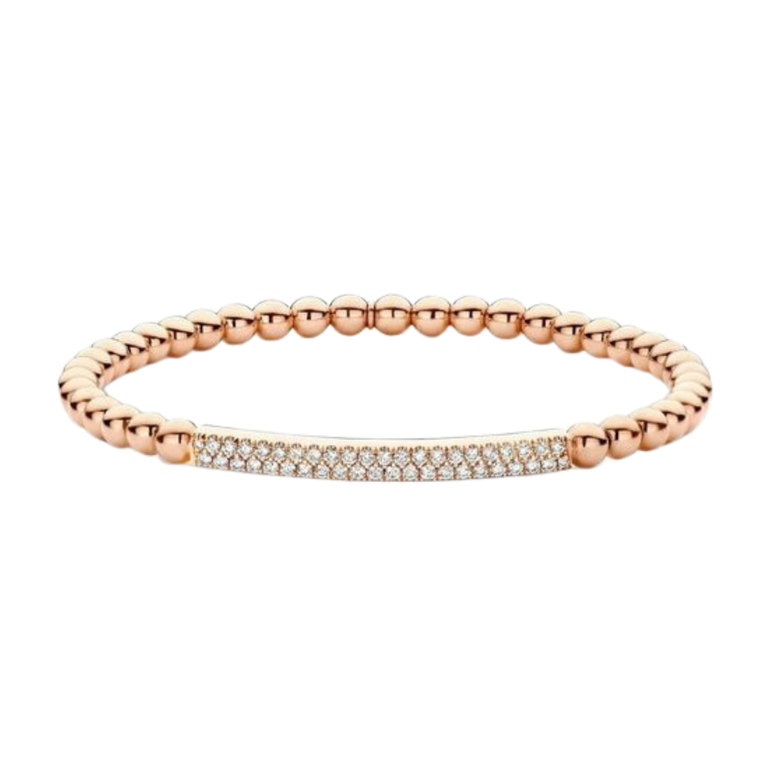 Hulchi Belluni Tresore Pave Bar Diamond RG Stretch Bracelet 0.41ct