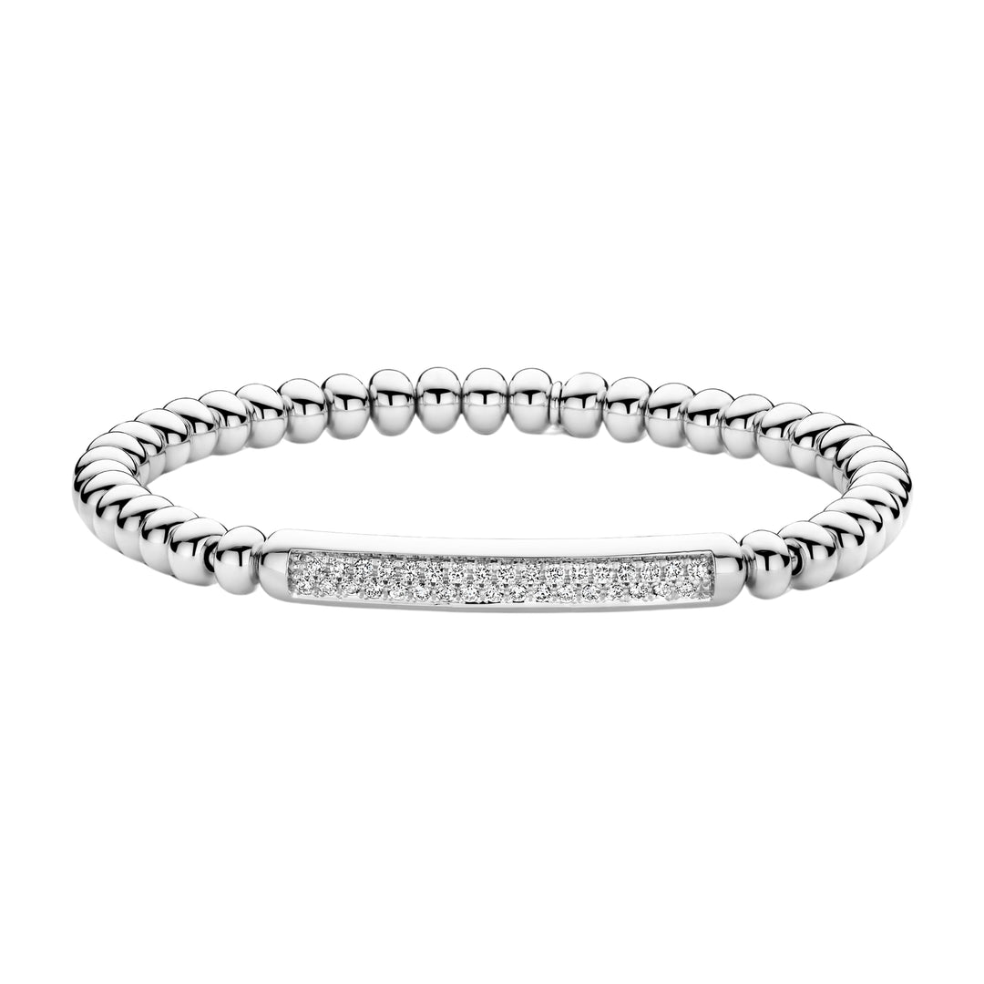 Hulchi Belluni Tresore Pave Bar Diamond WG Stretch Bracelet 0.35ct