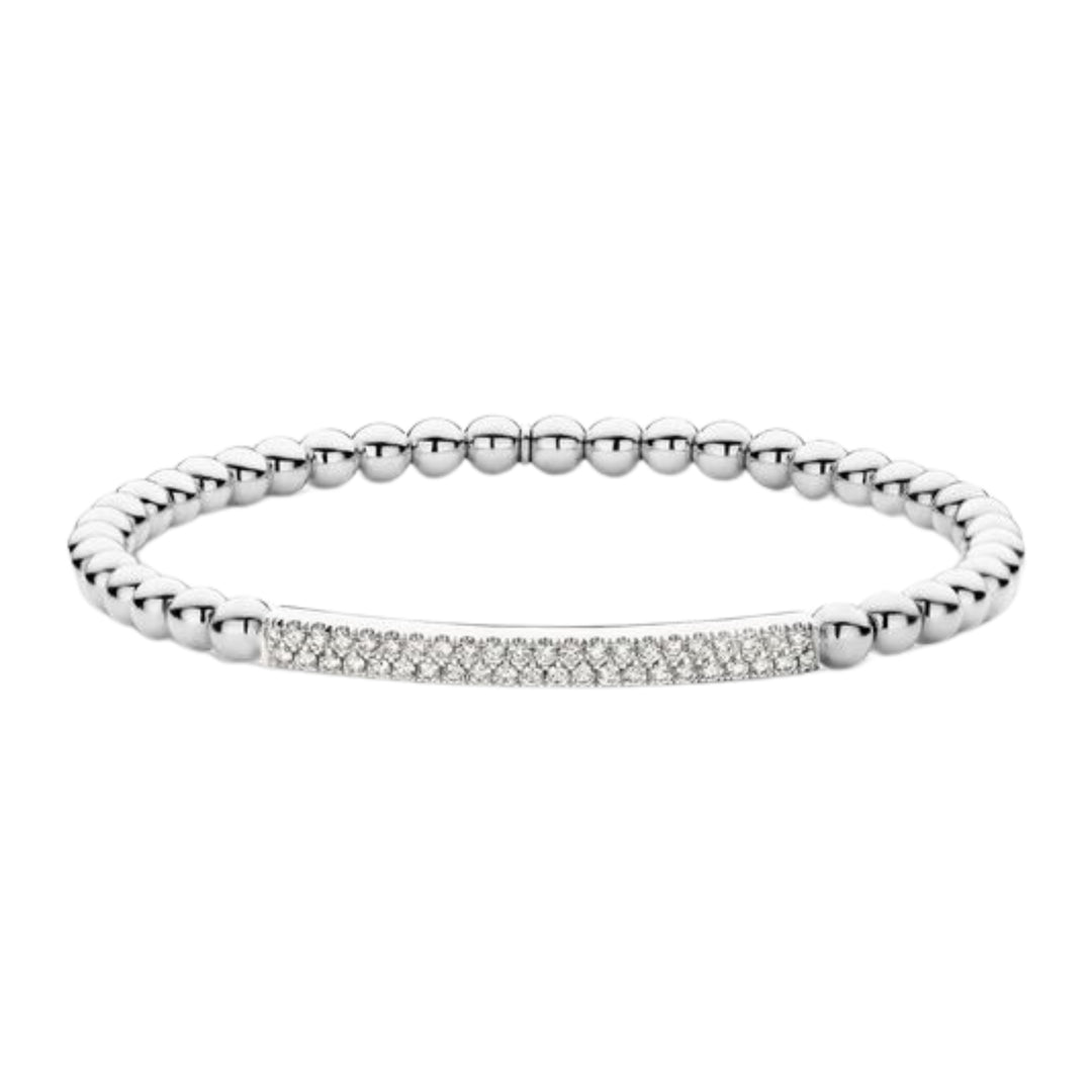 Hulchi Belluni Tresore Pave Bar Diamond WG Stretch Bracelet 0.41ct