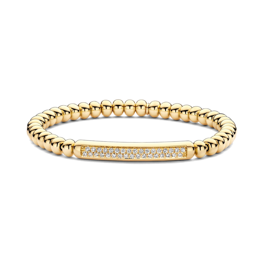 Hulchi Belluni Tresore Pave Bar Diamond YG Stretch Bracelet 0.35ct
