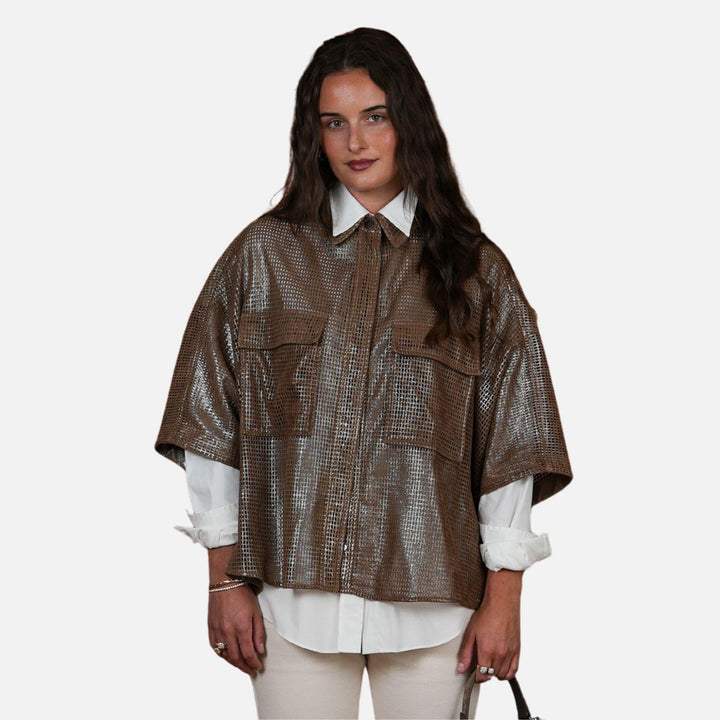 Hybrid Knit Organza Sleeve Jacket