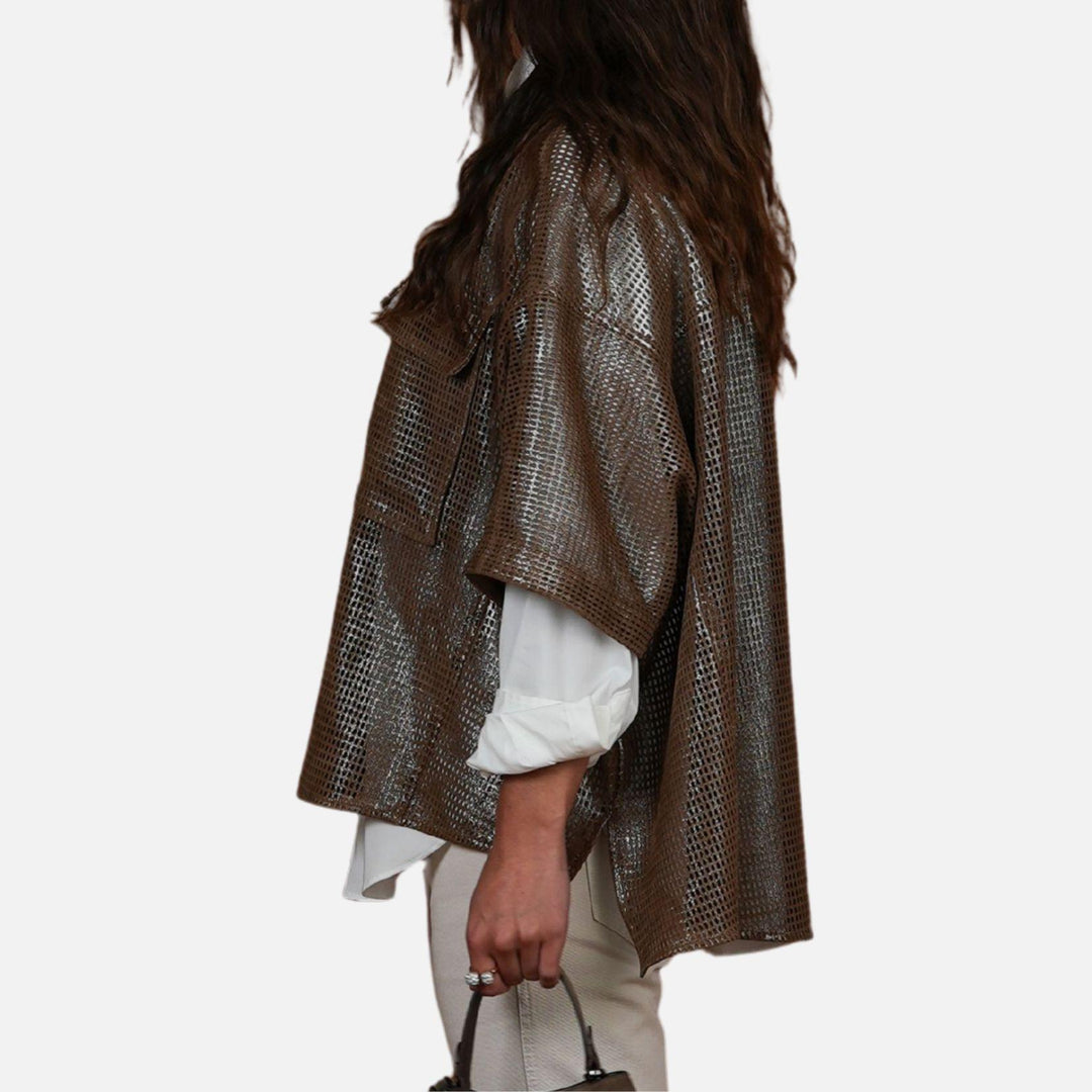 Hybrid Knit Organza Sleeve Jacket